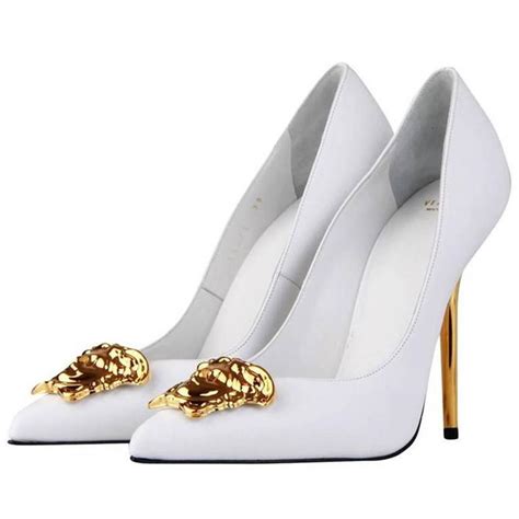 white versace heels with gold straps|Versace tribute high heels.